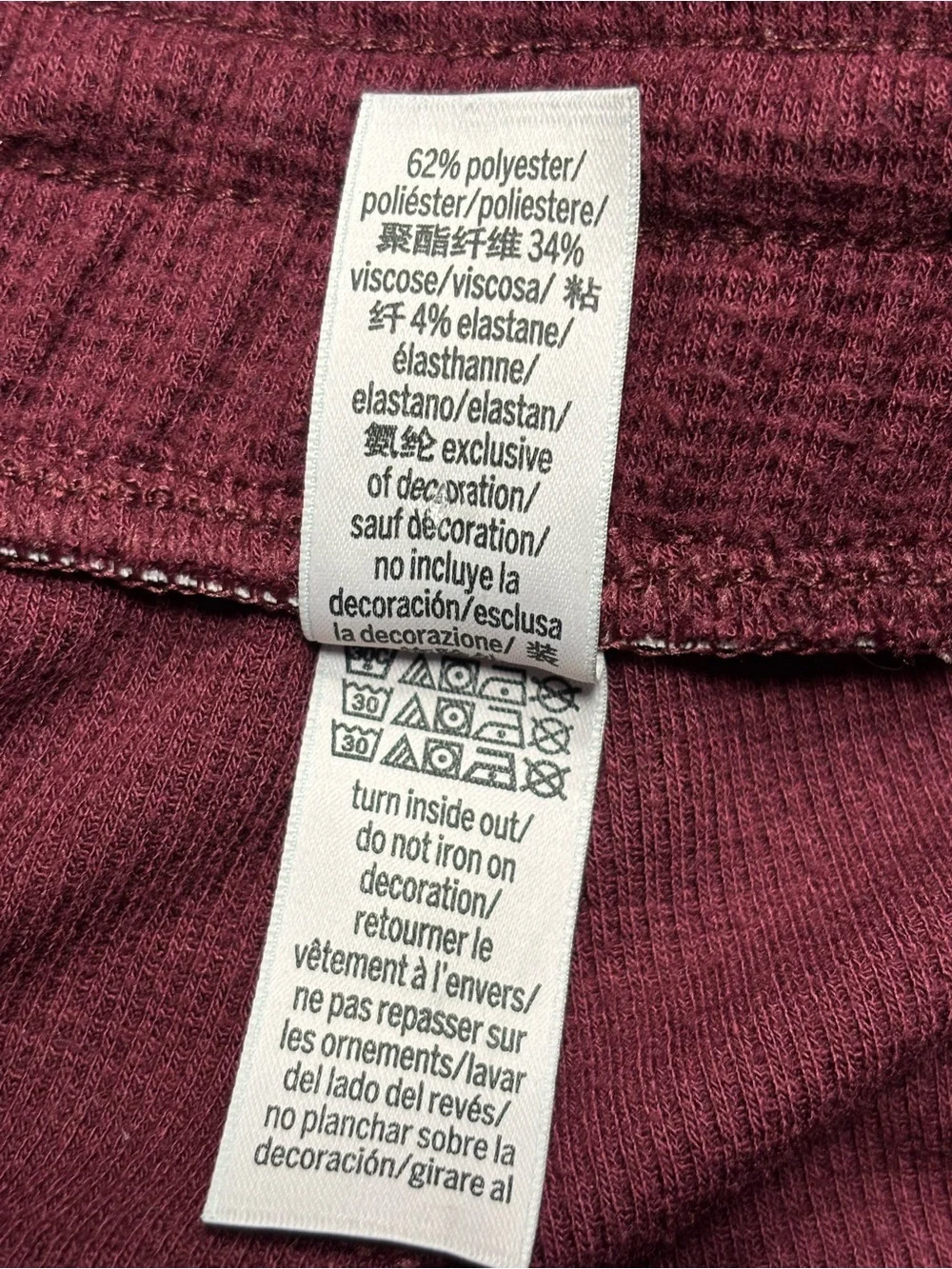 Victoria’s Secret Waffle Knit Lounge Jogger Pants Burgundy High Rise Size Large